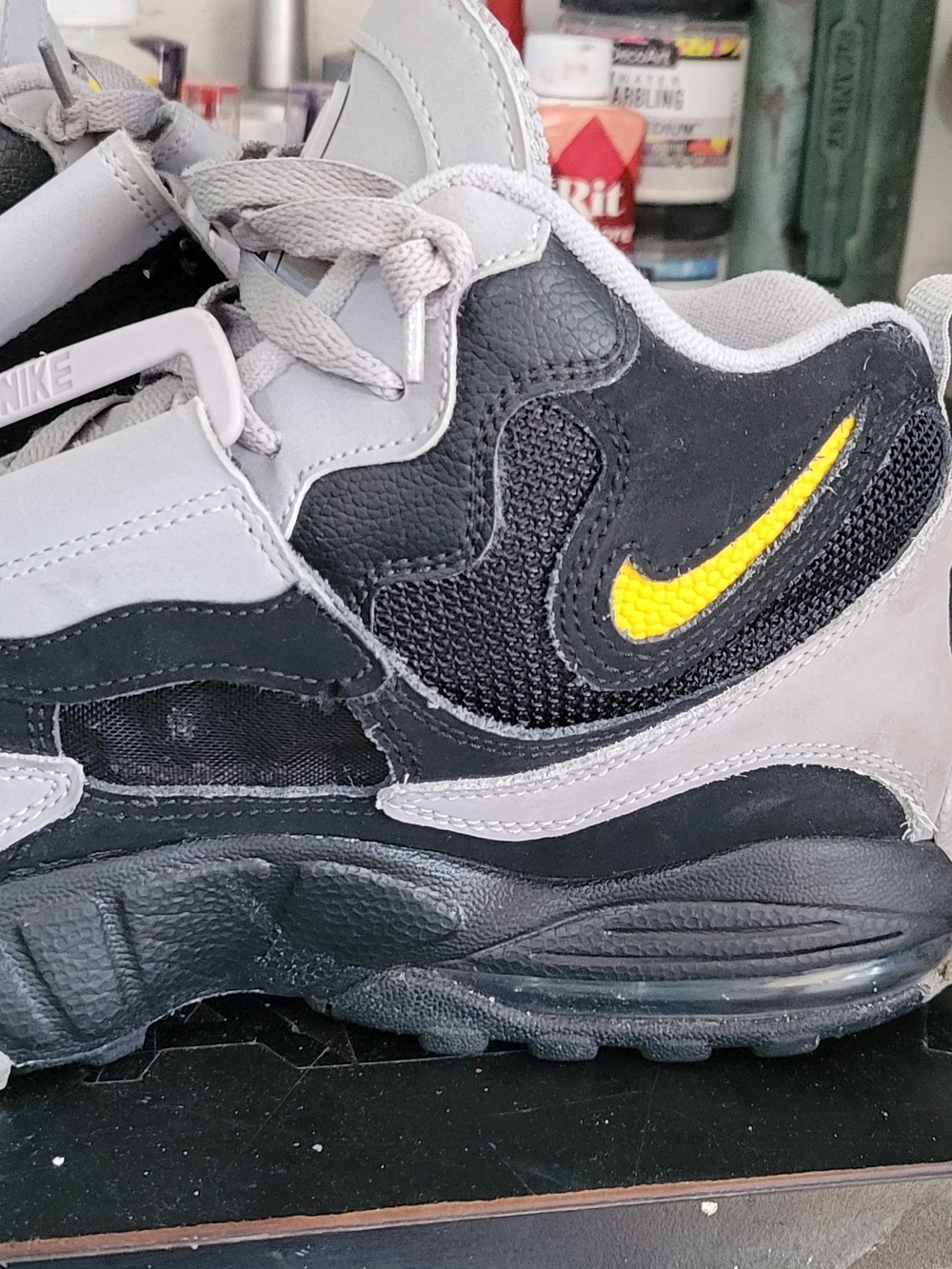 Nike Men's Black & Gray Athletic Sneakers with Yellow Swoosh